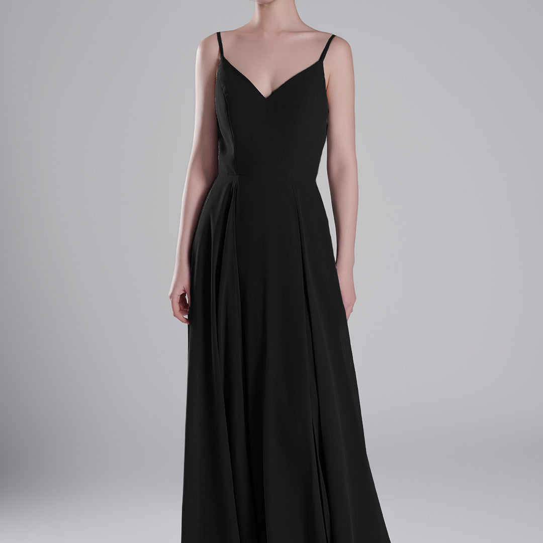 V-Neck Low-Cut Back High Slit Sweeping Train Dresses