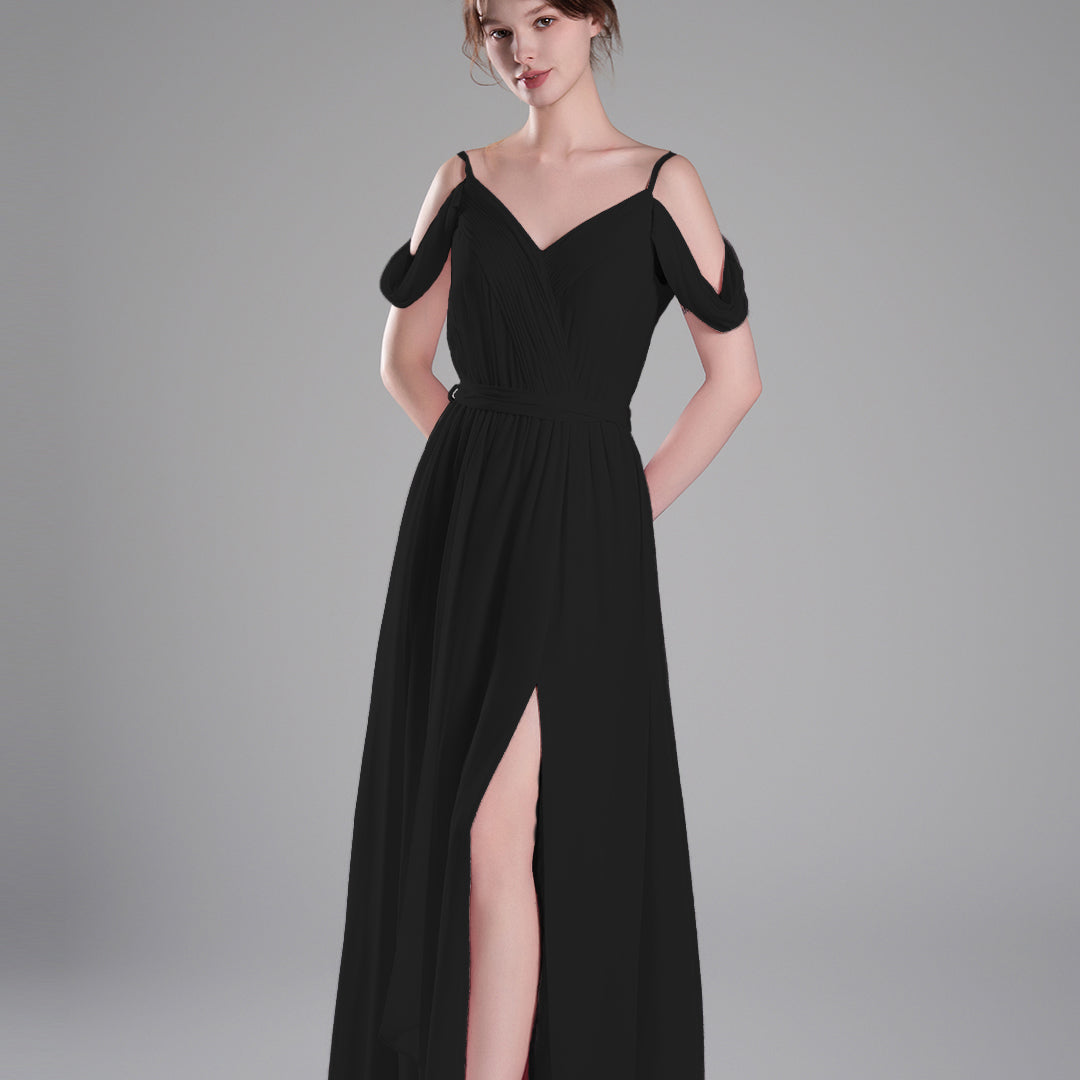 Off-Shoulder Adjustable Waist Tie Pleated Dresses