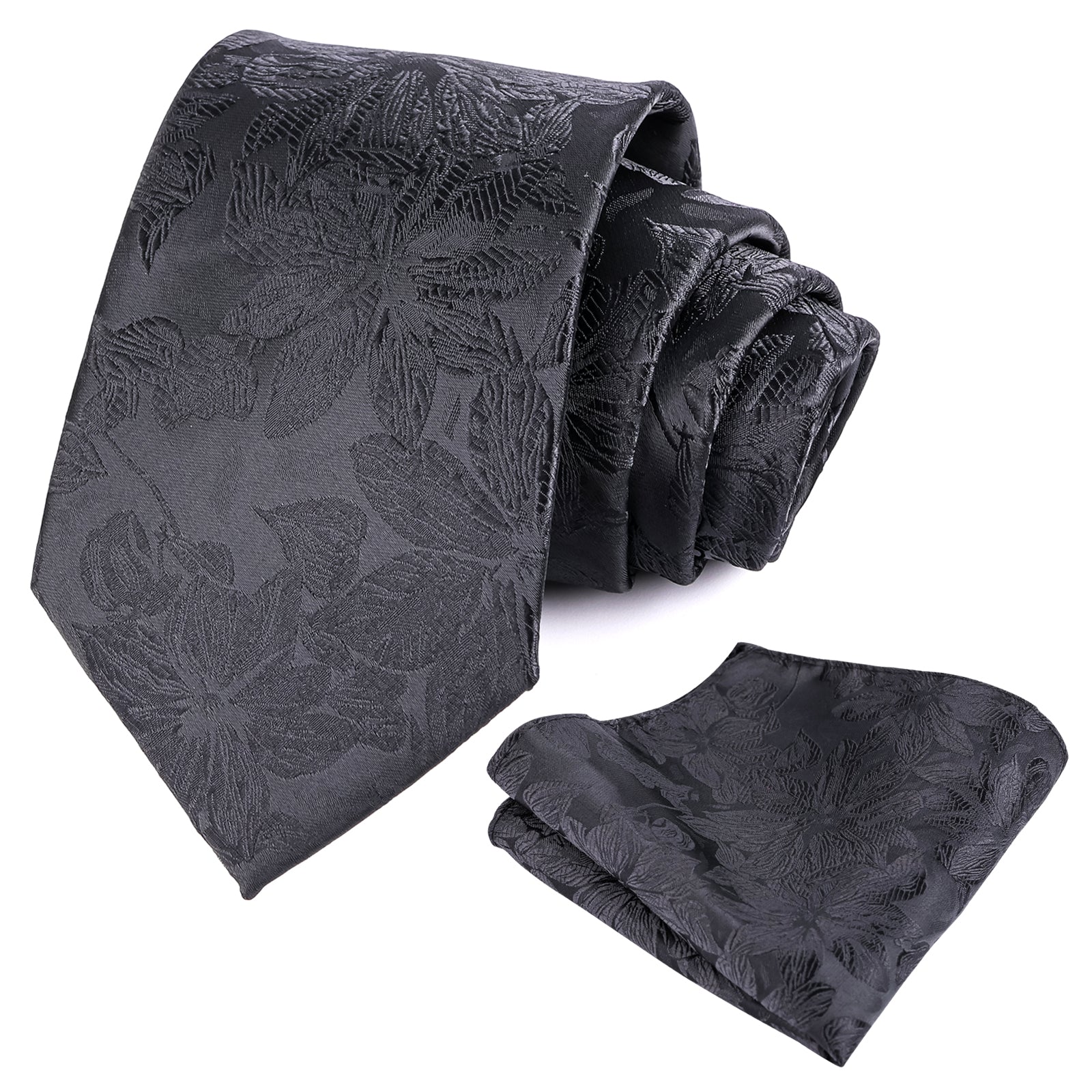 Mens 3.35inches Large Floral Pattern Necktie and Printed Pocket Square Set-159