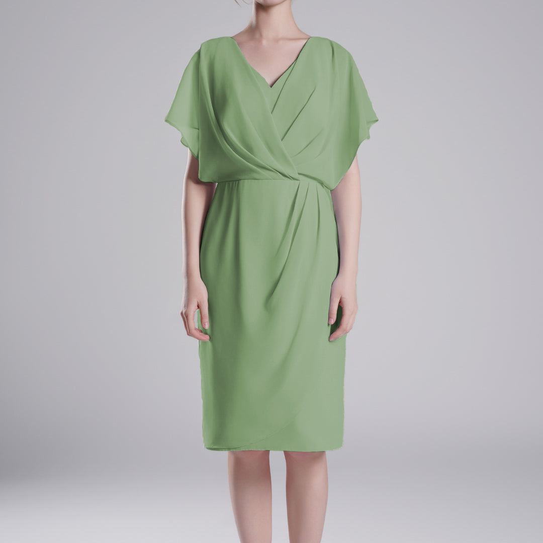 V-Neck Flowy Butterfly Sleeves Asymmetrical Wrap Dresses