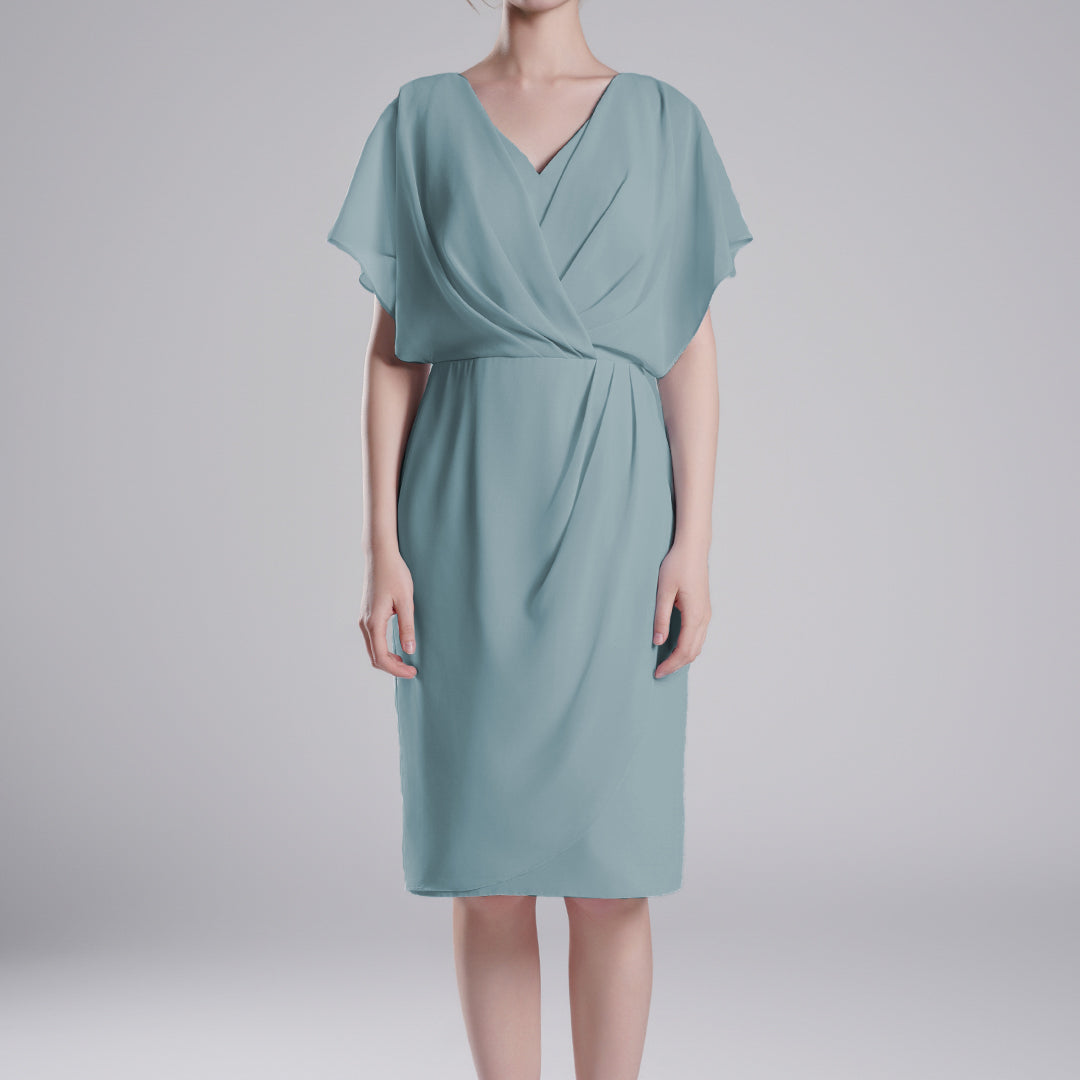 V-Neck Flowy Butterfly Sleeves Asymmetrical Wrap Dresses