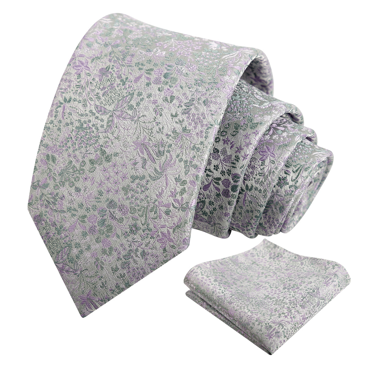 Mens Fresh Ditsy Floral Tie Set with Pocket Square for Spring Events-930