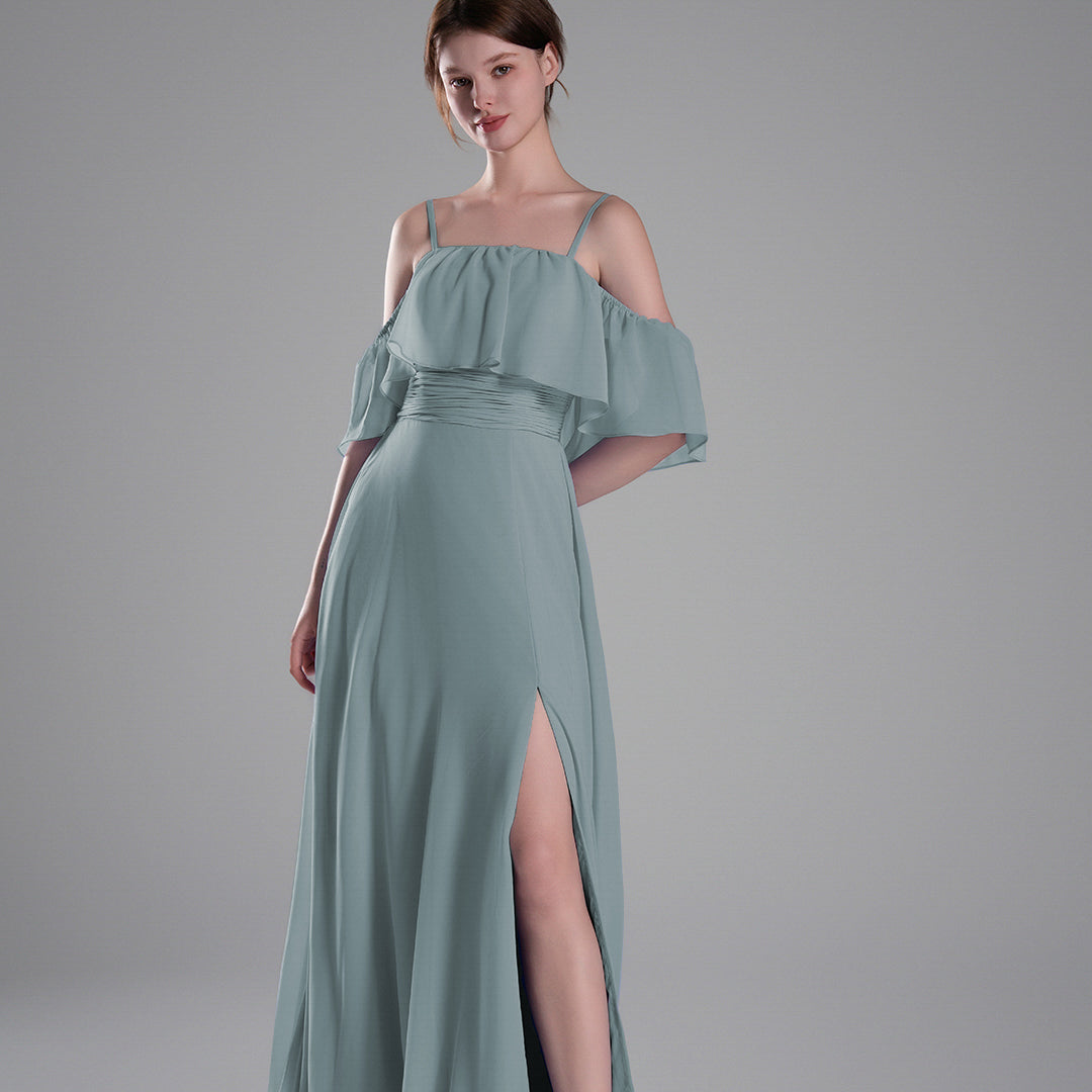 Adjustable Straps Off-Shoulder Ruffle Dresses