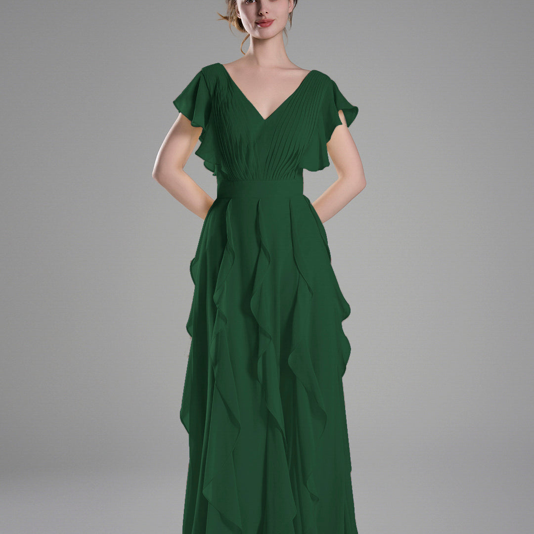Flutter Sleeves Ruffle Detailing A-line Dresses