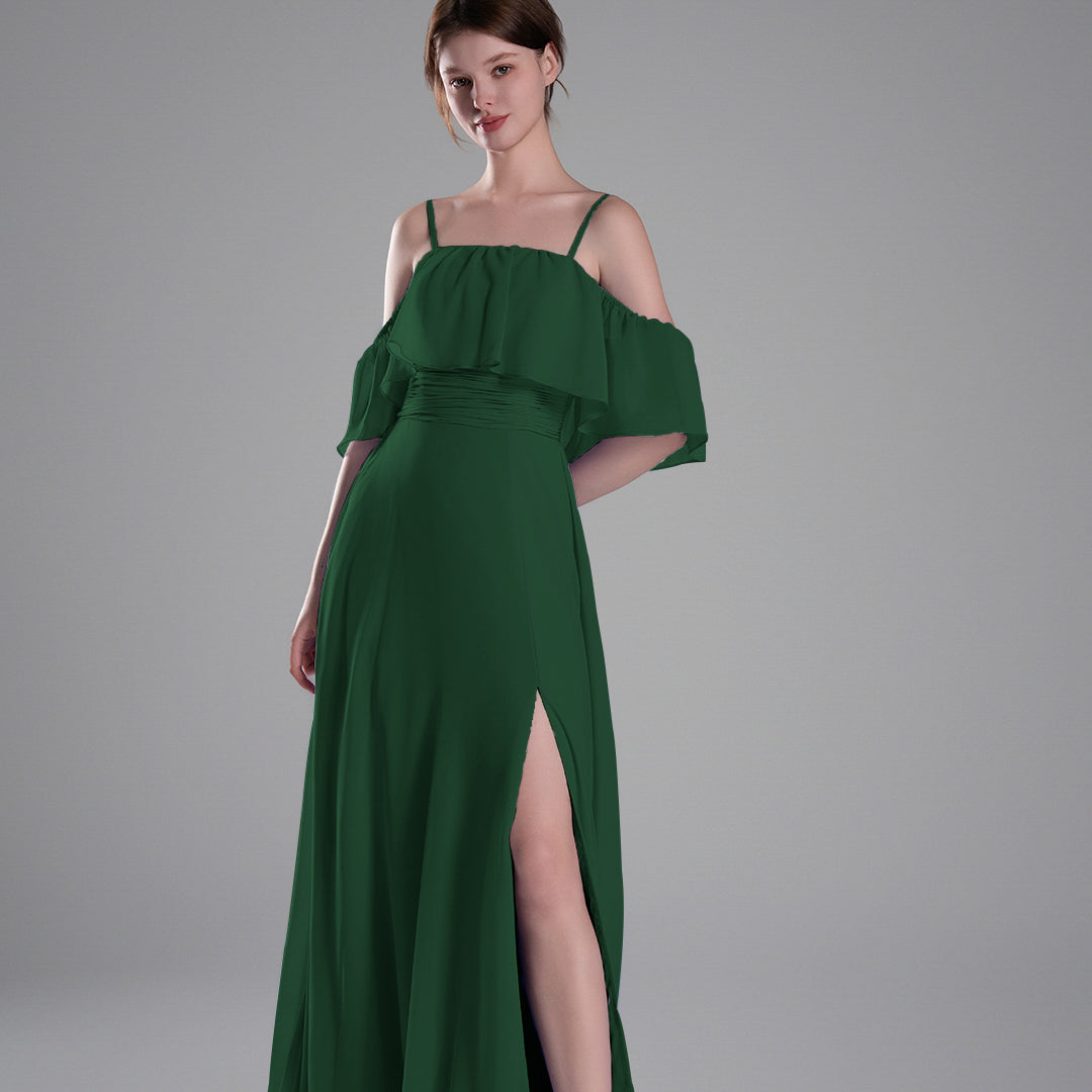 Adjustable Straps Off-Shoulder Ruffle Dresses