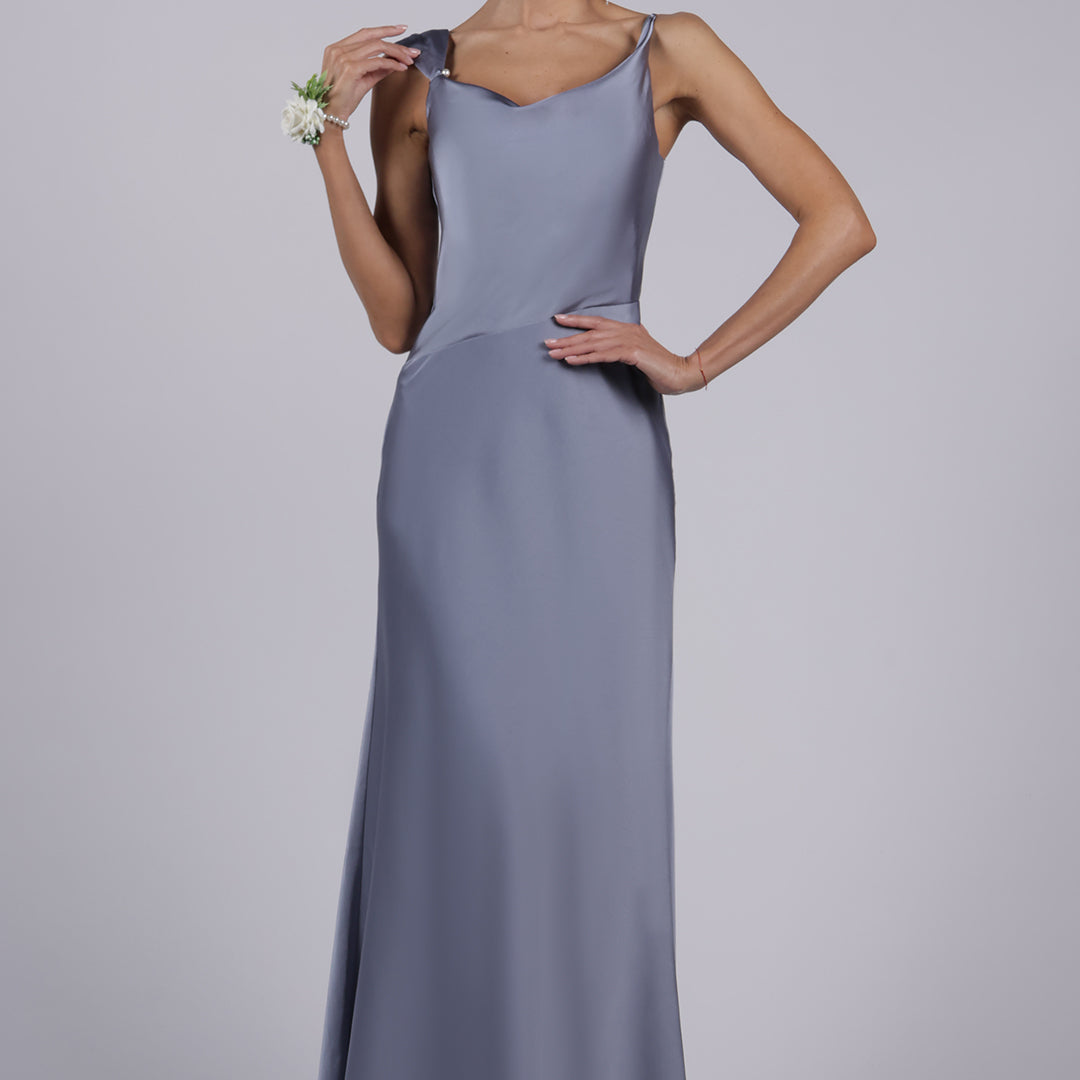 Chic Straps Cowl Neck Back Zipper Floor Length Dresses