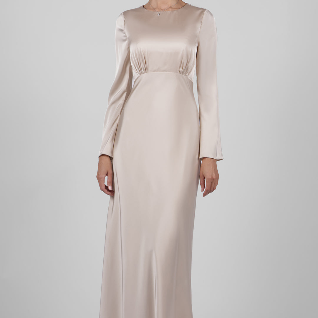 Long Sleeve Round Neck Wedding Warp Hip Maxi Dress