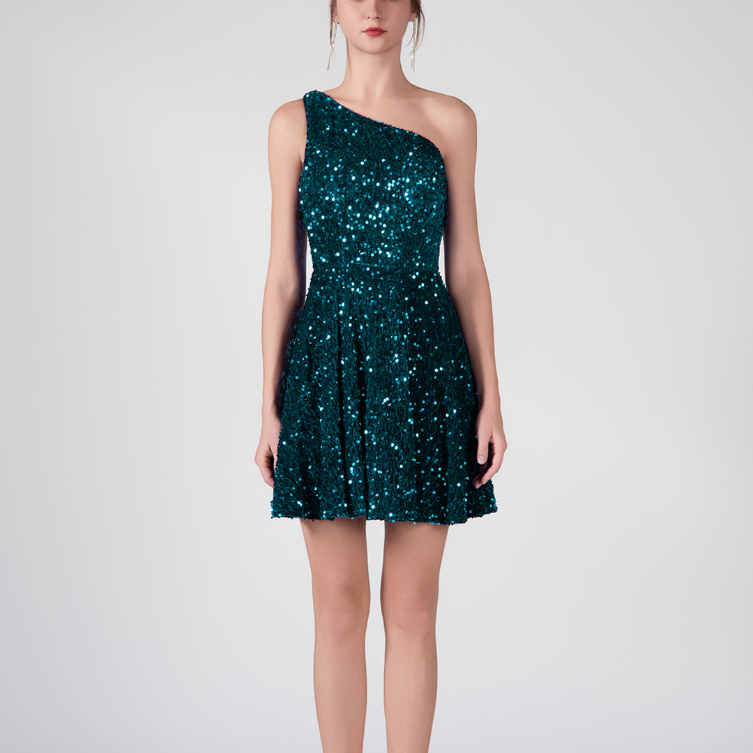 Robes à jupe évasée à sequins à une épaule
