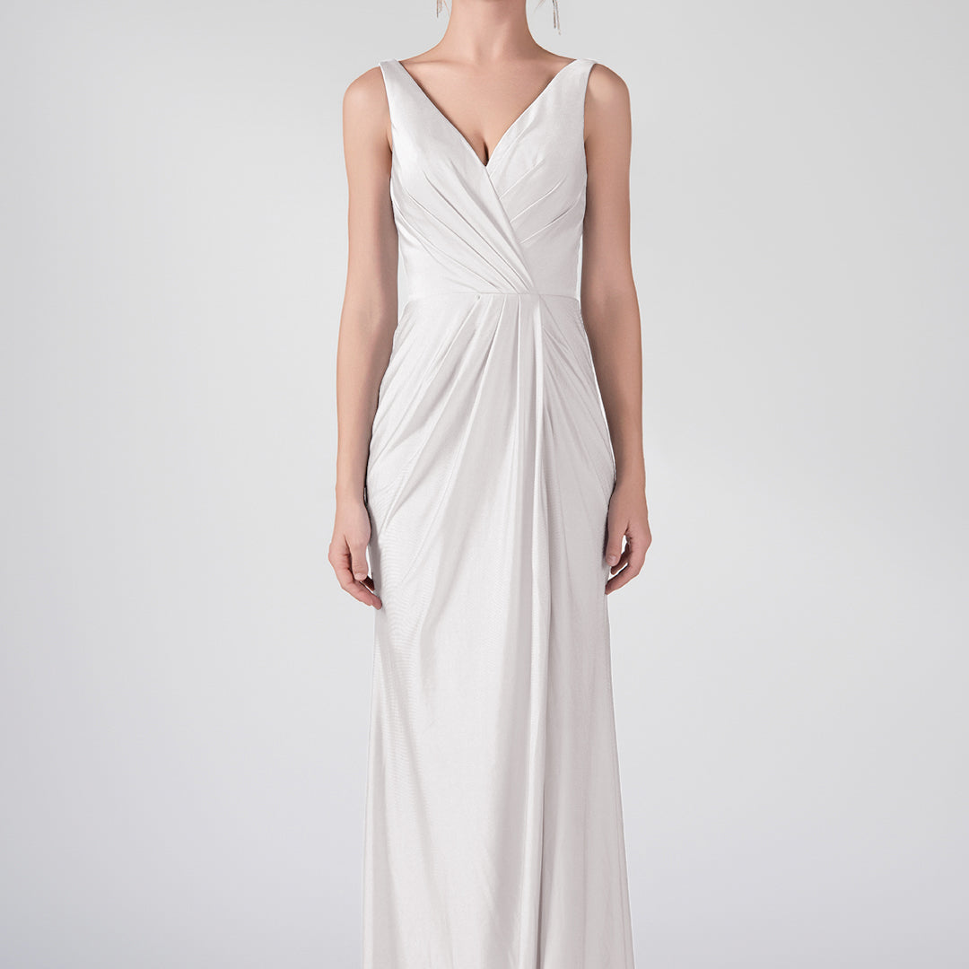 Tank Straps V-Neck Pleated Side Slit A-line Dresses