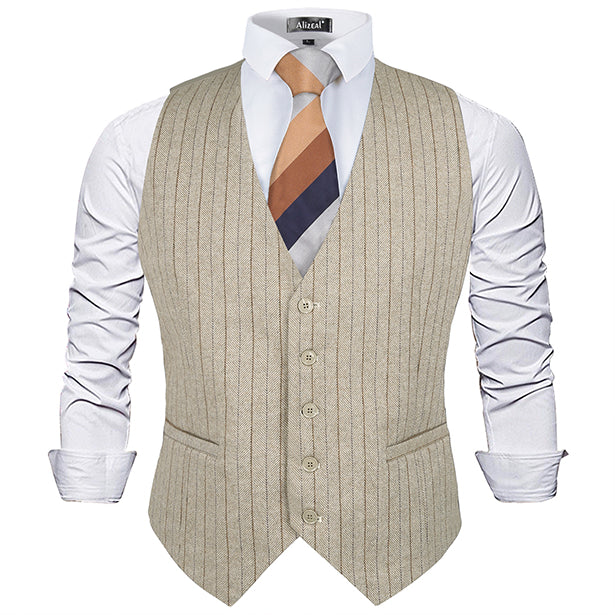 Mens Plaid Tweed Business Suit Vest Regular Fit Tuxedo Waistcoat