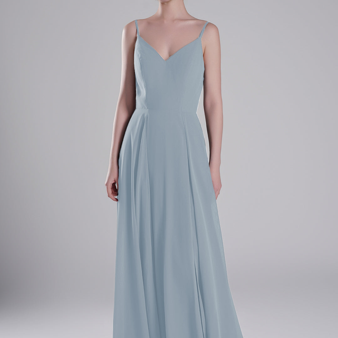 V-Neck Low-Cut Back High Slit Sweeping Train Dresses