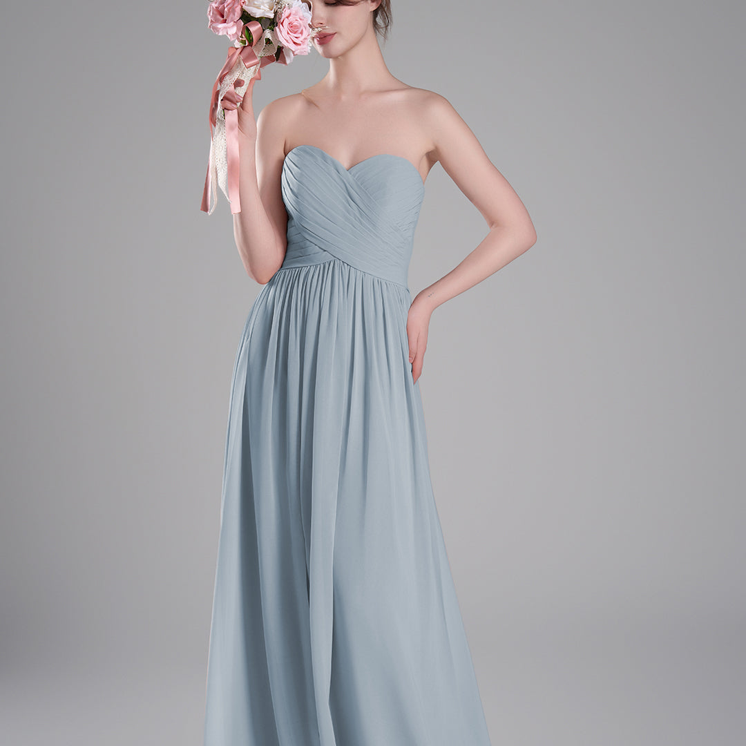 Sweetheart Neck Pleated Flowing A-Line Silhouette Dresses