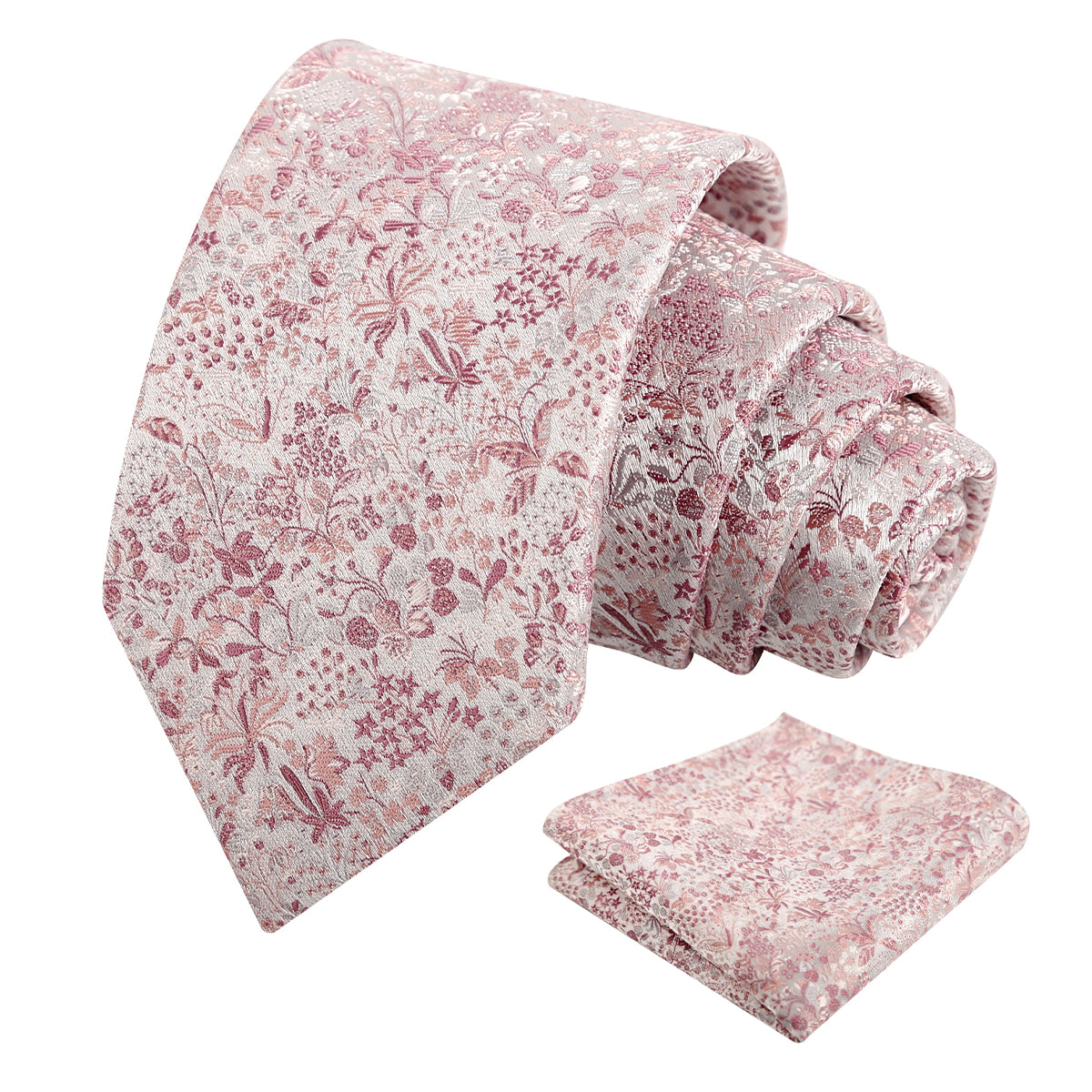Mens Fresh Ditsy Floral Tie Set with Pocket Square for Spring Events-930