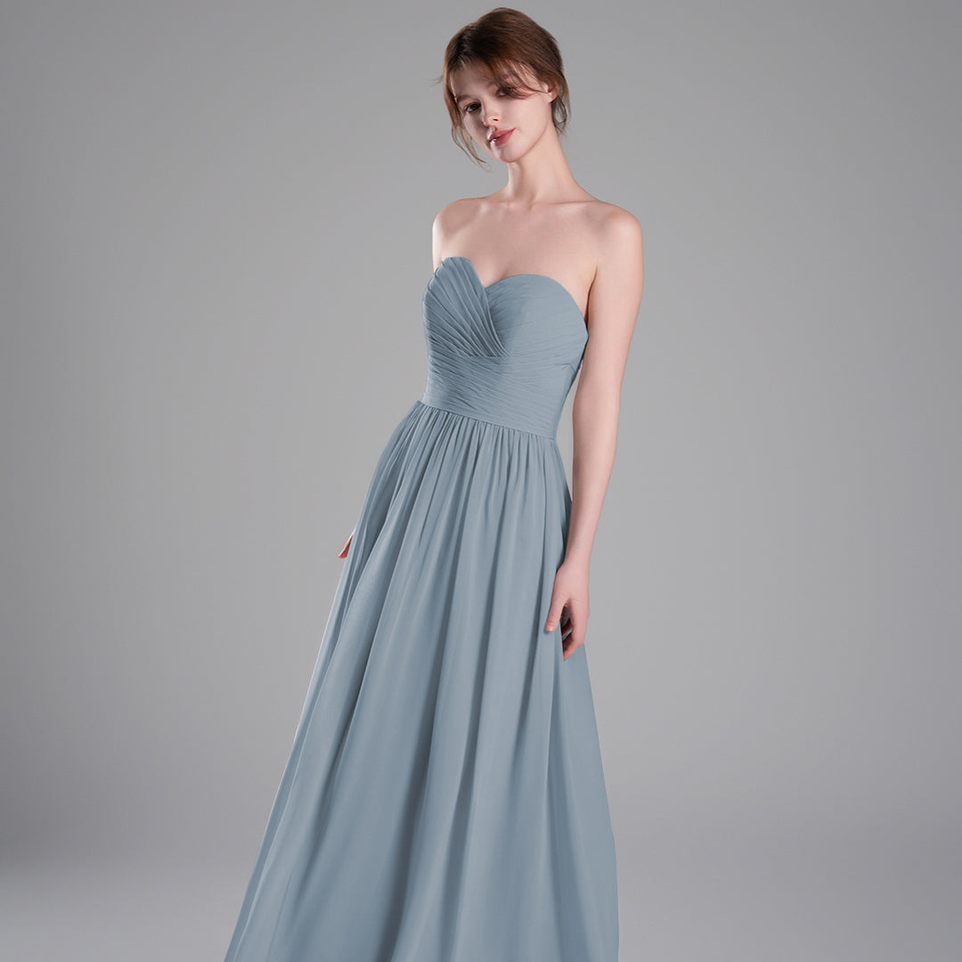 Sweetheart Neckline Pleated Bodice A-Line Dresses