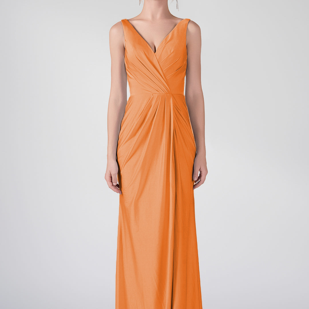 Tank Straps V-Neck Pleated Side Slit A-line Dresses