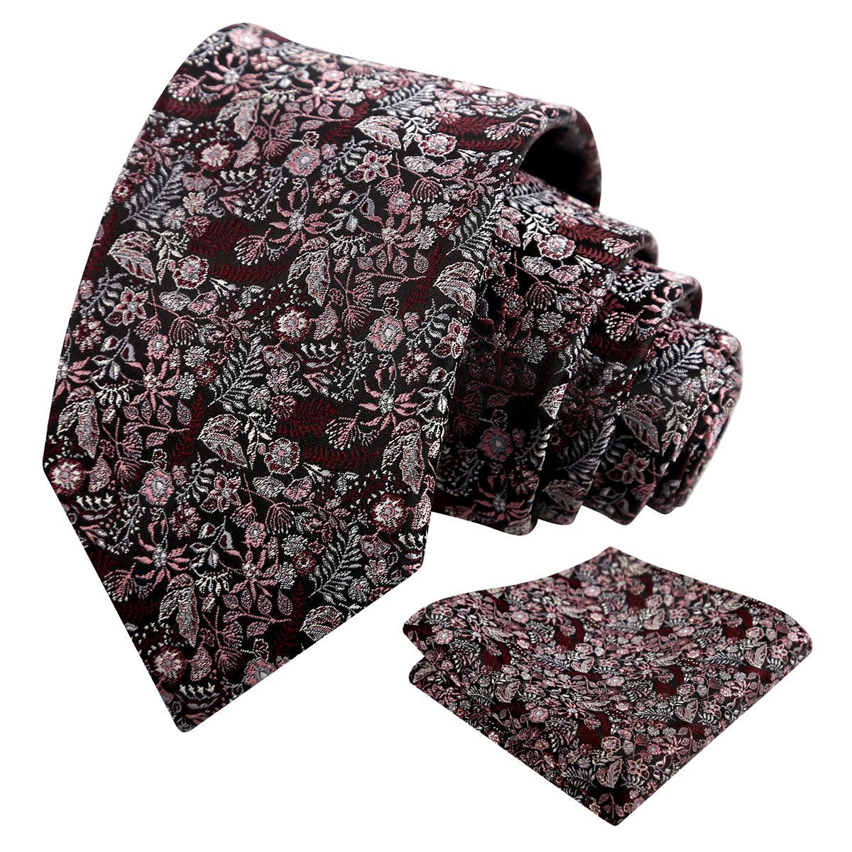Mens Fresh Ditsy Floral Tie Set with Pocket Square for Spring Events-930