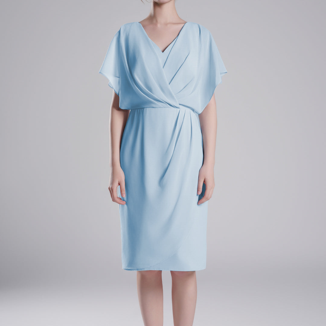 V-Neck Flowy Butterfly Sleeves Asymmetrical Wrap Dresses