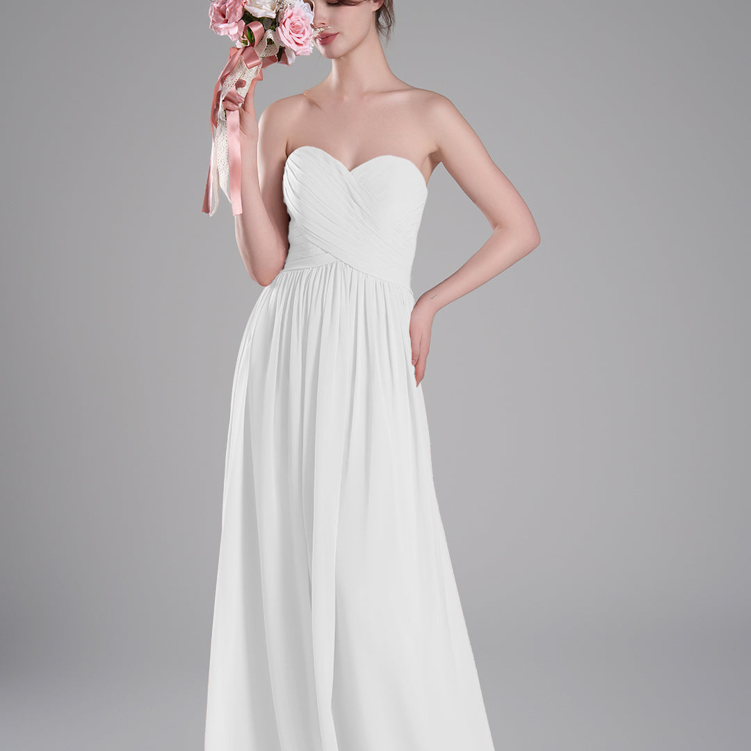 Sweetheart Neck Pleated Flowing A-Line Silhouette Dresses
