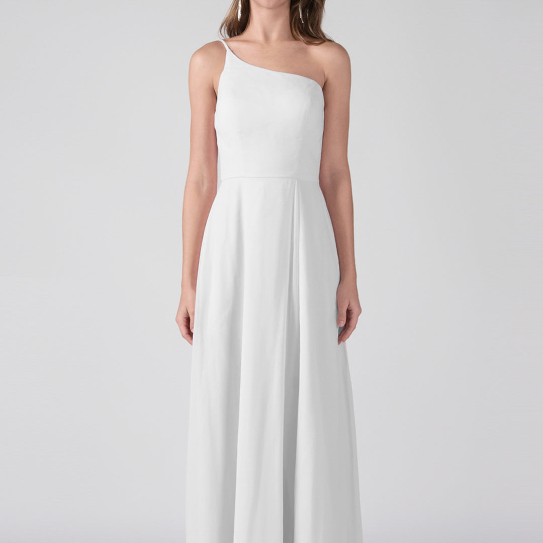 Robe trapèze asymétrique fendue sur le côté, longueur au sol