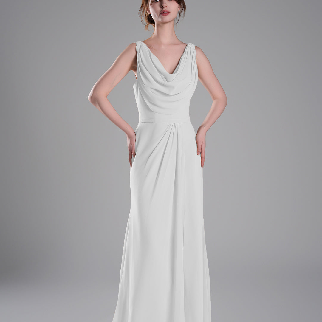 Cowl Neckline Fitted Bodice Asymmetrical Dresses