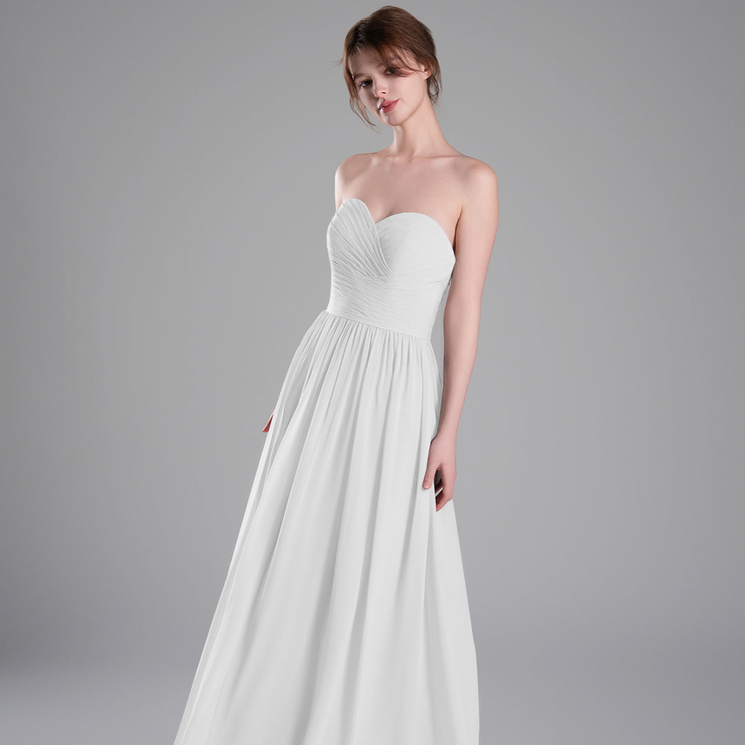 Sweetheart Neckline Pleated Bodice A-Line Dresses