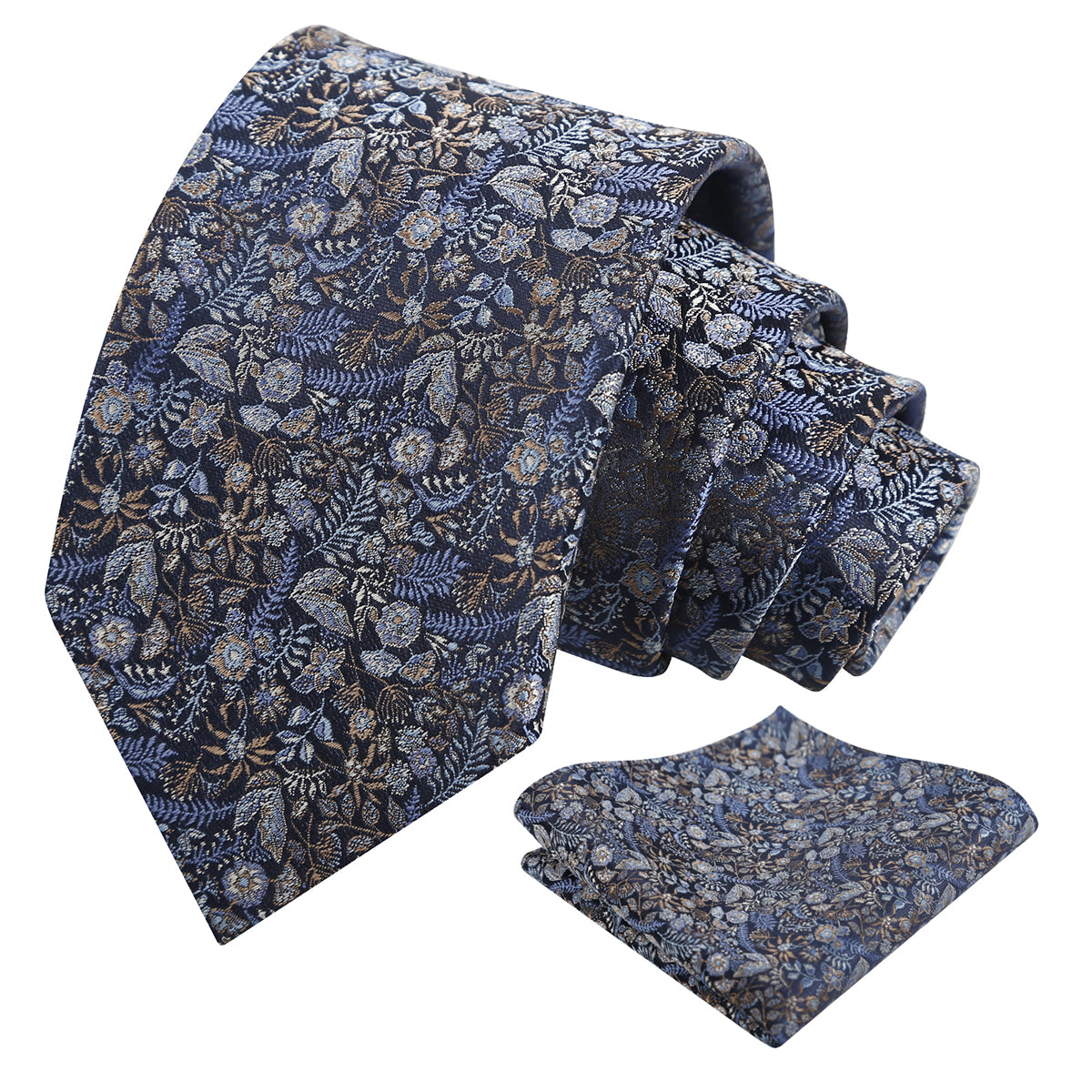 Mens Fresh Ditsy Floral Tie Set with Pocket Square for Spring Events-930