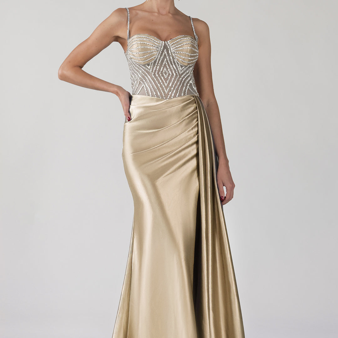 Spaghetti Straps Embellished Bodice Dresses