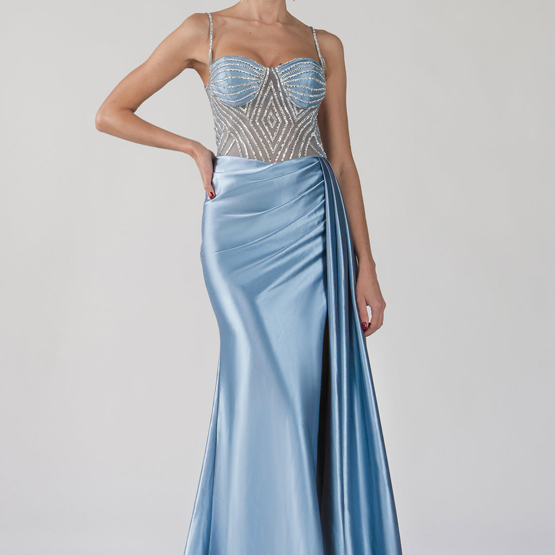 Spaghetti Straps Embellished Bodice Dresses