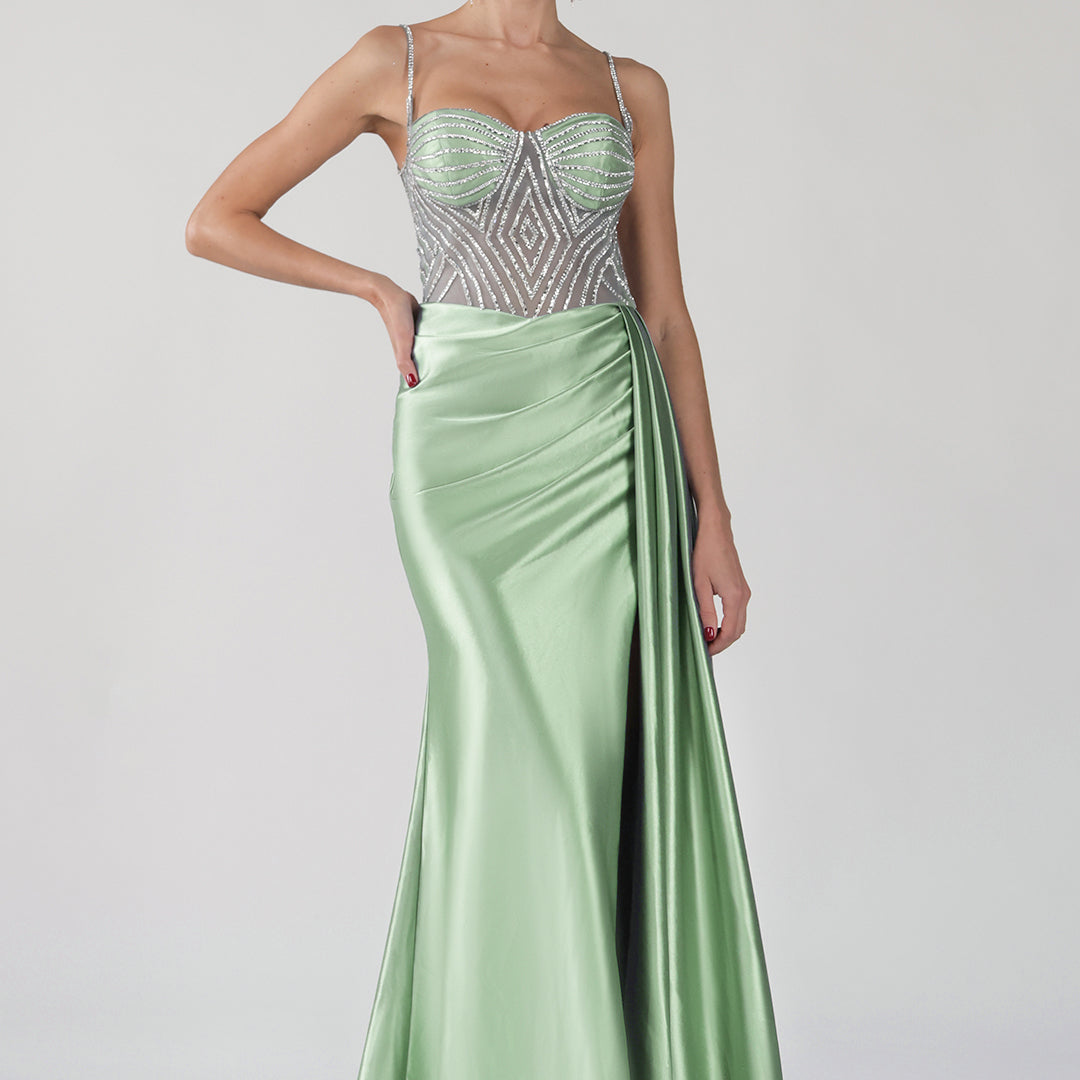 Spaghetti Straps Embellished Bodice Dresses