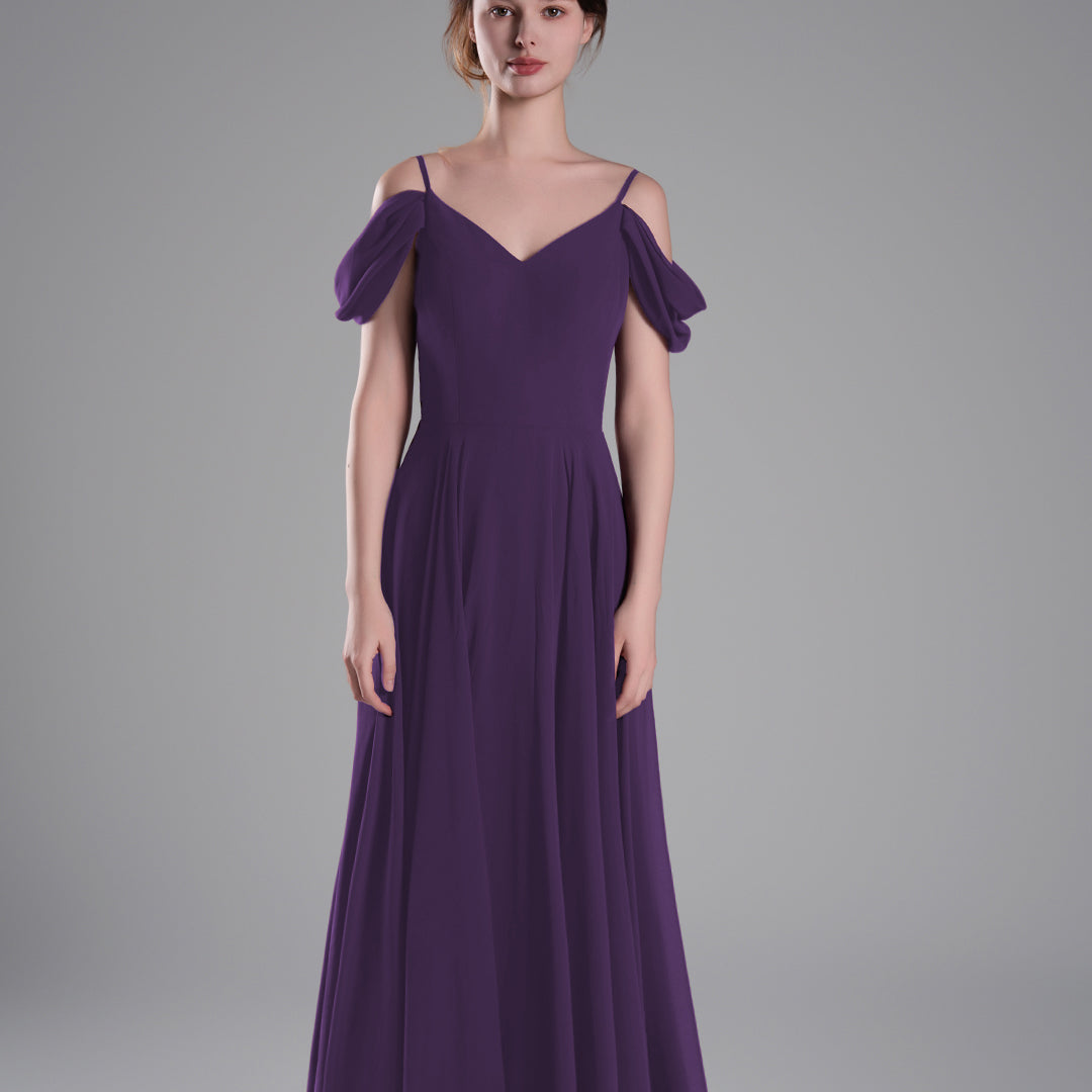 Off-Shoulder Draped Back A-Line Dresses