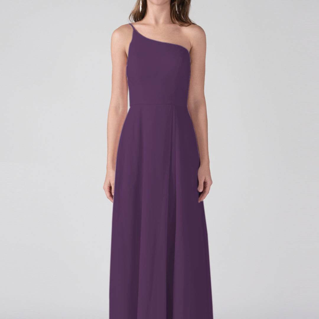 One Shoulder A-Line Side Split Floor-Length Dress