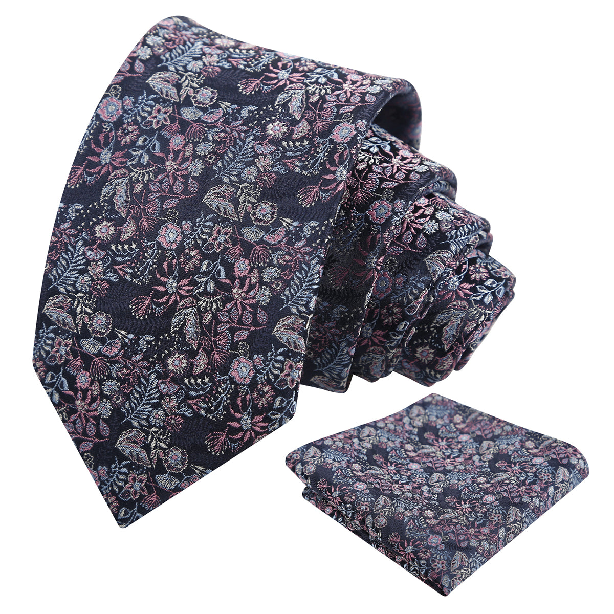 Mens Fresh Ditsy Floral Tie Set with Pocket Square for Spring Events-930
