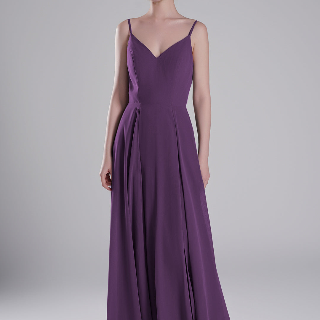 V-Neck Low-Cut Back High Slit Sweeping Train Dresses