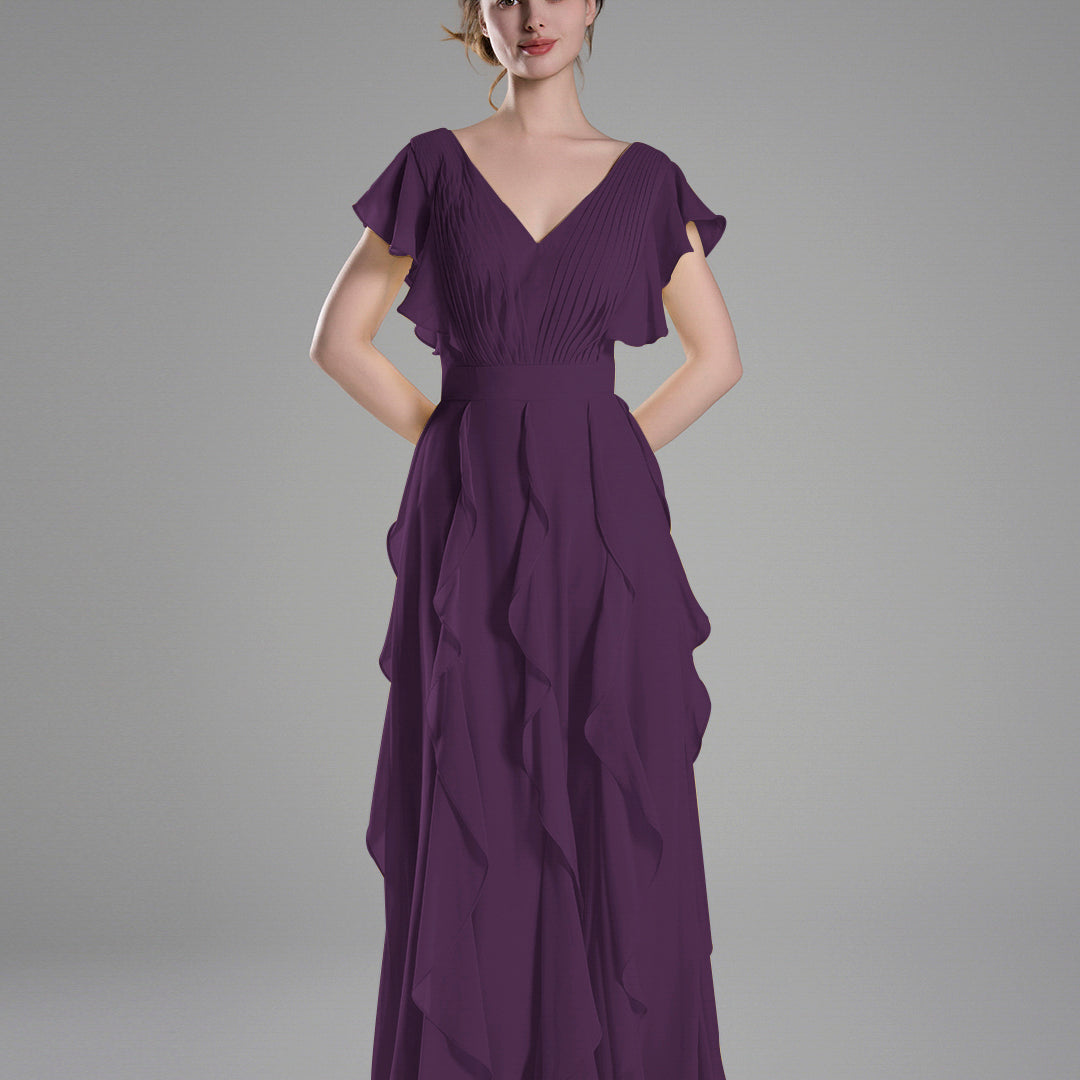 Flutter Sleeves Ruffle Detailing A-line Dresses