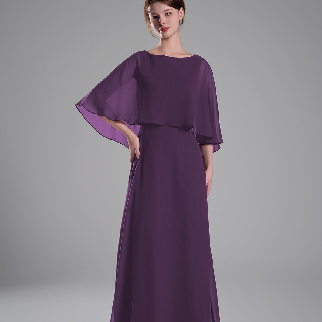 Draped Flutter Sleeves A Line Graceful Dresses