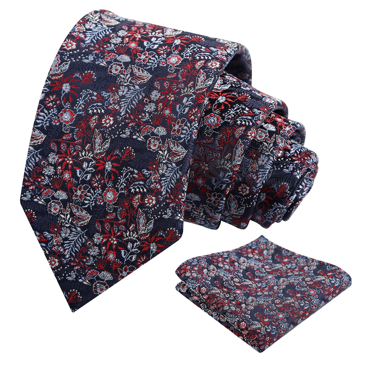 Mens Fresh Ditsy Floral Tie Set with Pocket Square for Spring Events-930