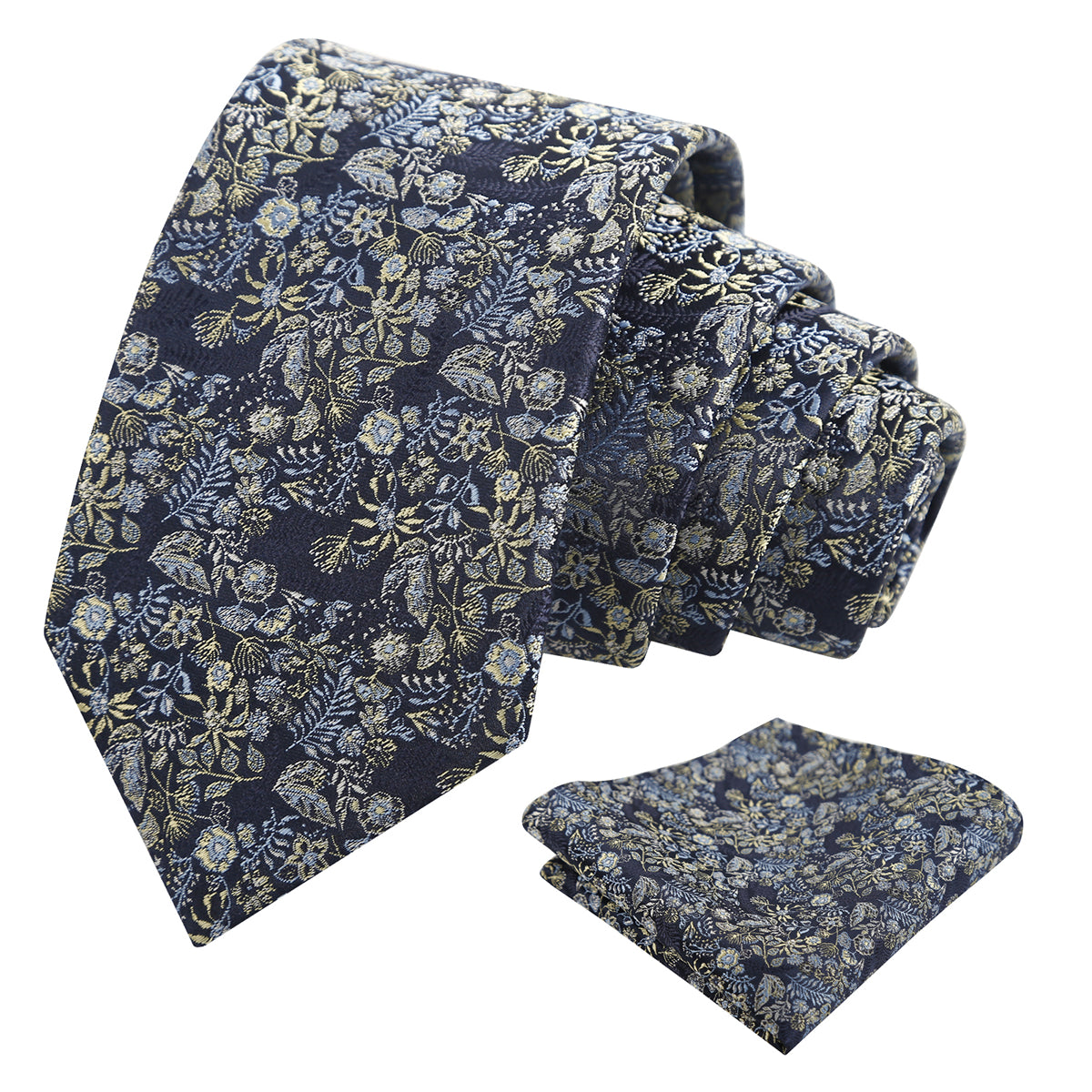 Mens Fresh Ditsy Floral Tie Set with Pocket Square for Spring Events-930