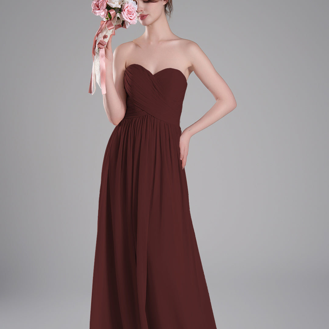 Sweetheart Neck Pleated Flowing A-Line Silhouette Dresses