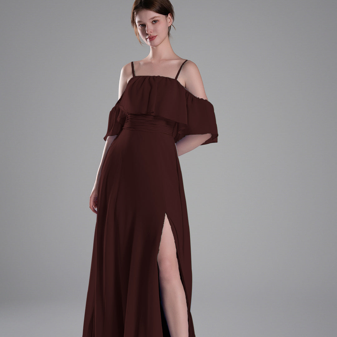 Adjustable Straps Off-Shoulder Ruffle Dresses