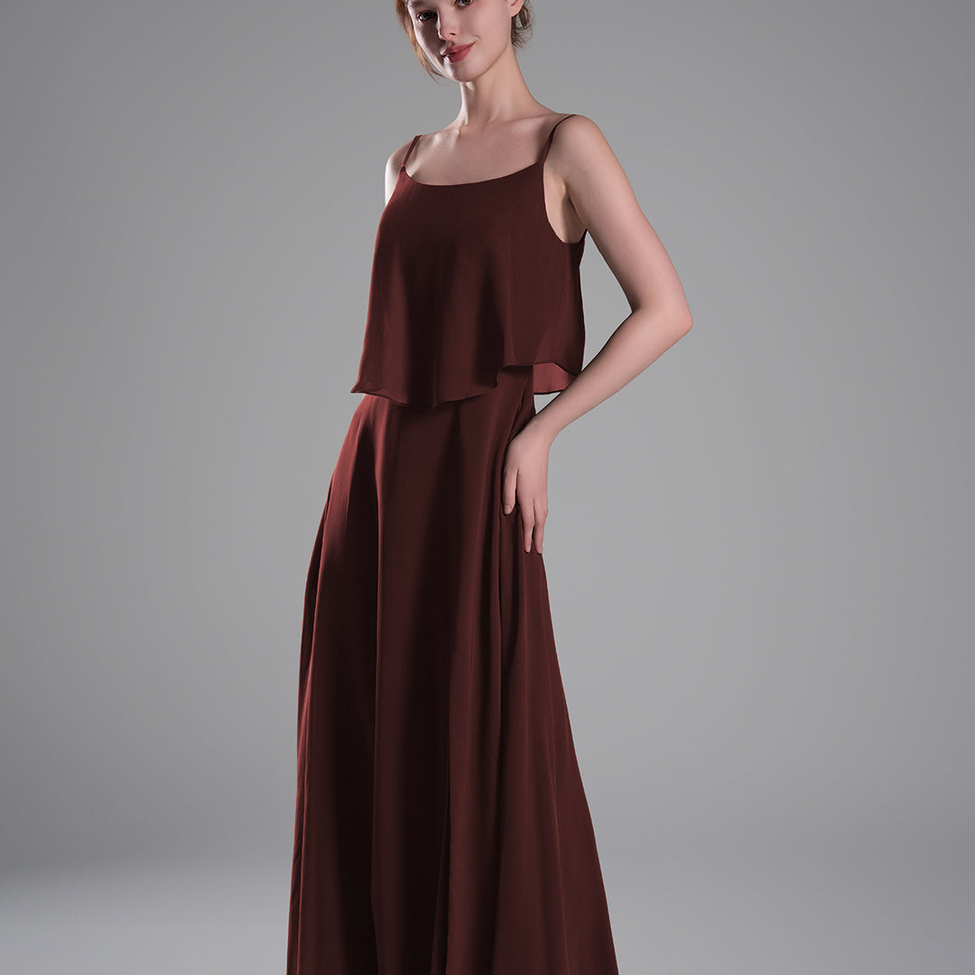 Spaghetti Straps FlowIing Hem Side Slits Dresses
