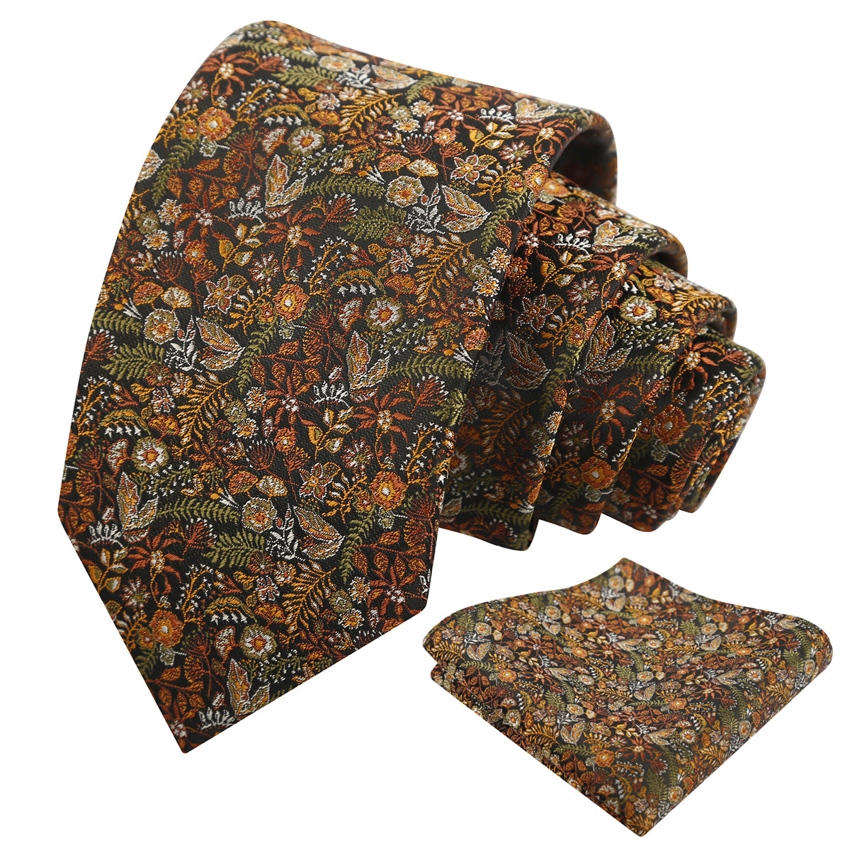 Mens Fresh Ditsy Floral Tie Set with Pocket Square for Spring Events-930
