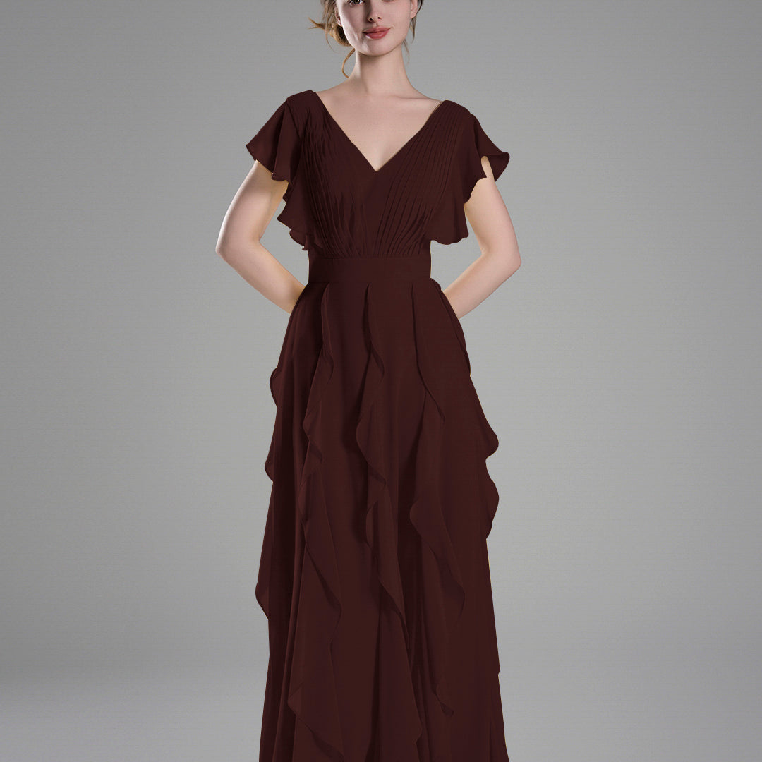 Flutter Sleeves Ruffle Detailing A-line Dresses