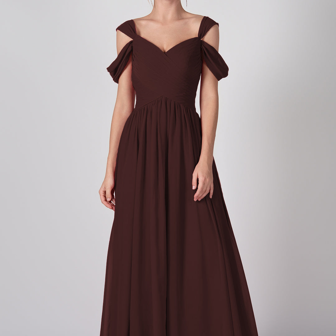 Drop Shoulder Pleated Chiffon Lace-up Dresses
