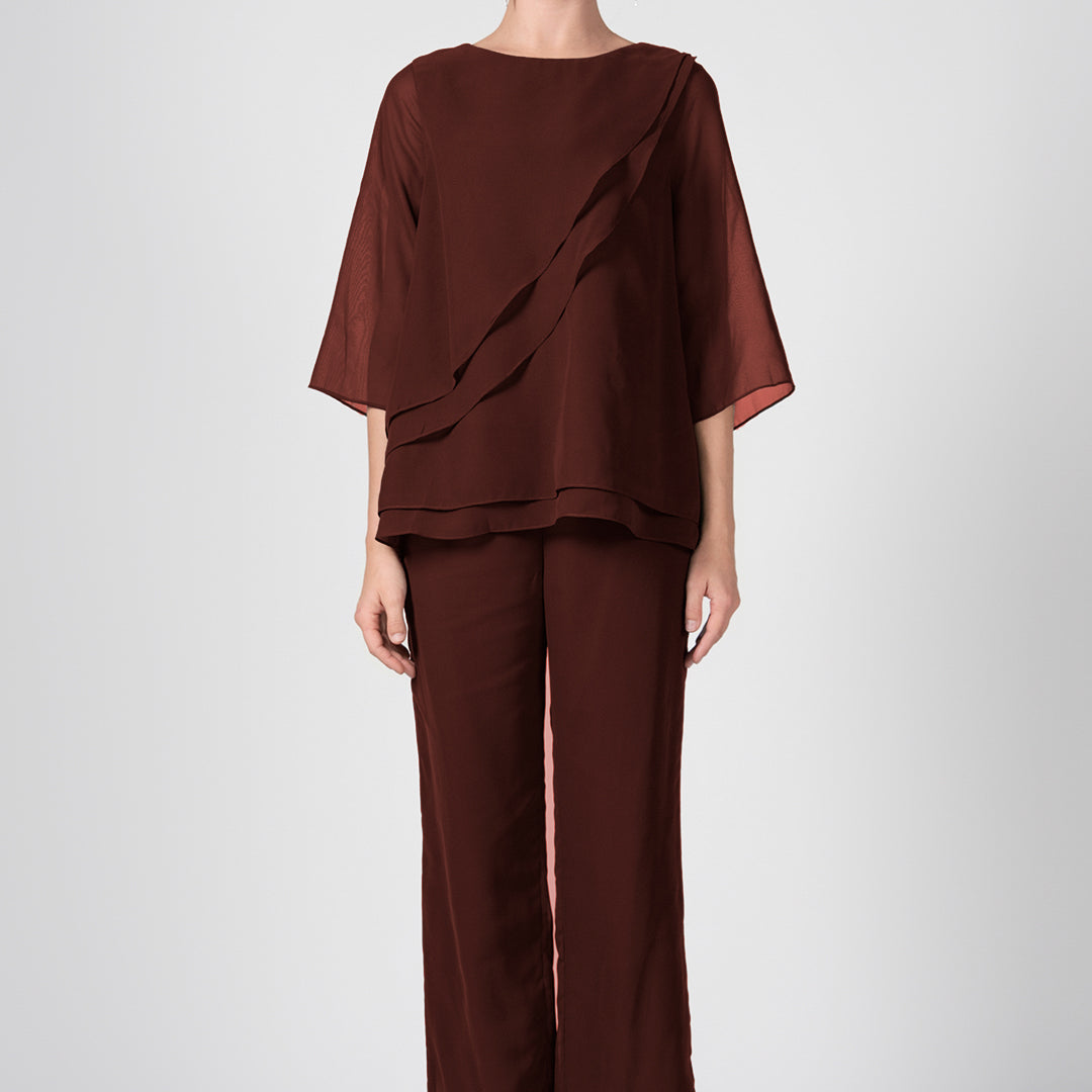 2-Piece Mother of the Bride Sheer Sleeve Pant Suits