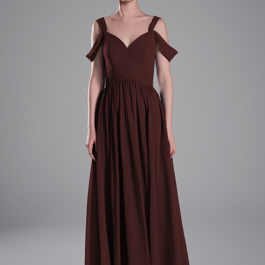 Off-Shoulder V-Neckline A-Line Flared Hem Dresses