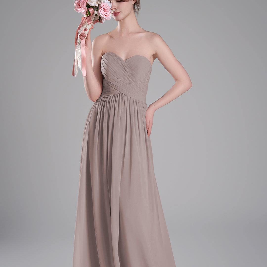 Sweetheart Neck Pleated Flowing A-Line Silhouette Dresses