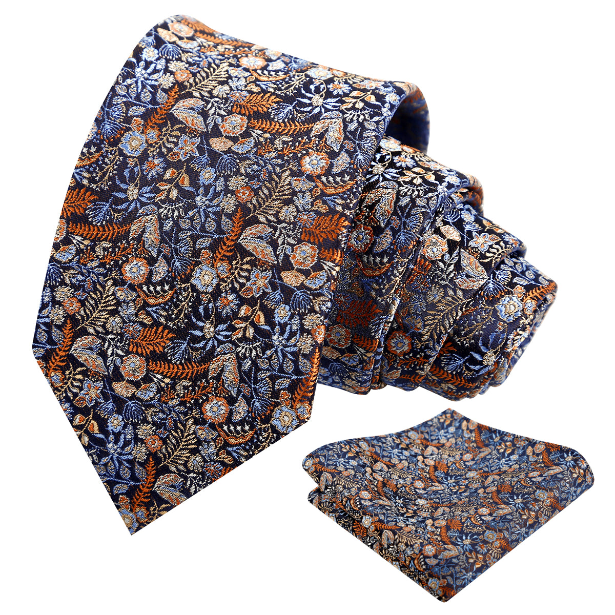 Mens Fresh Ditsy Floral Tie Set with Pocket Square for Spring Events-930