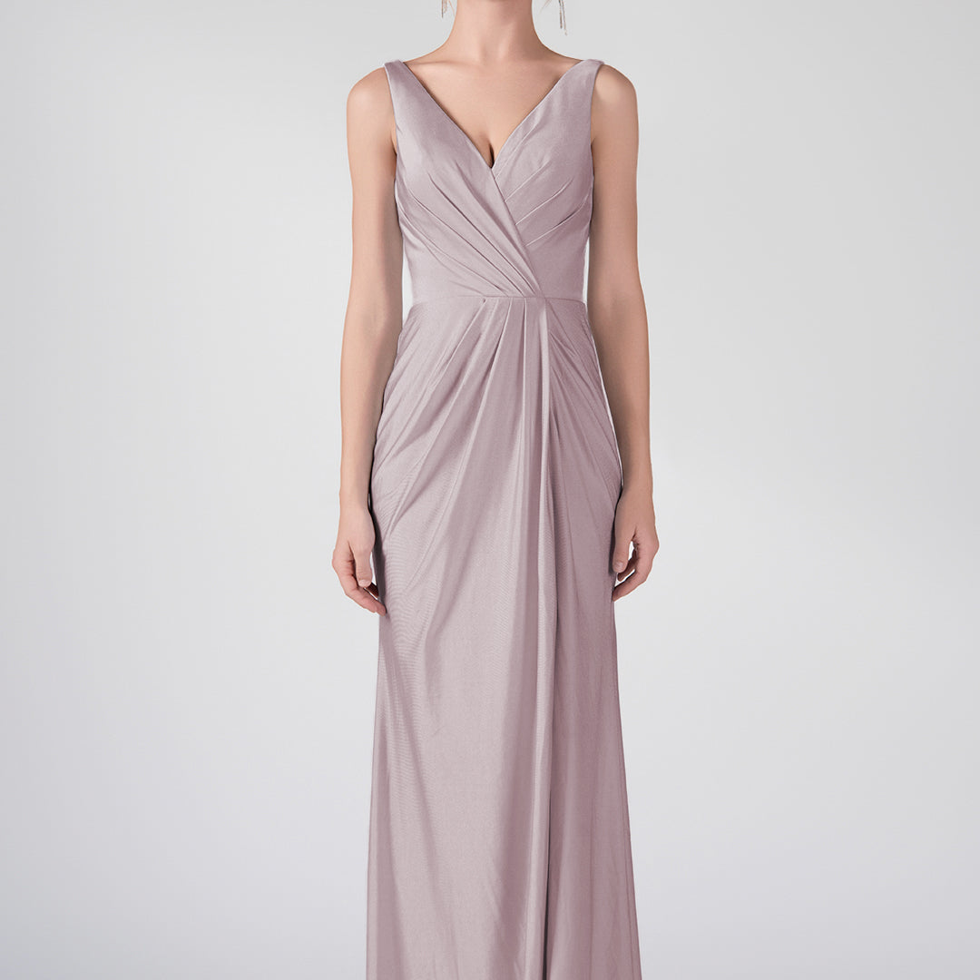 Tank Straps V-Neck Pleated Side Slit A-line Dresses