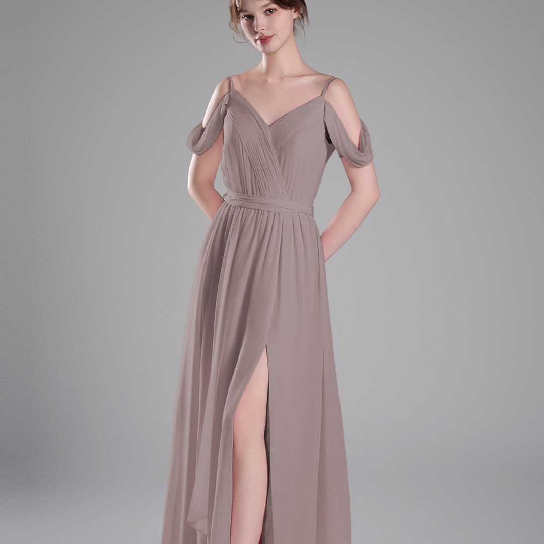 Off-Shoulder Adjustable Waist Tie Pleated Dresses