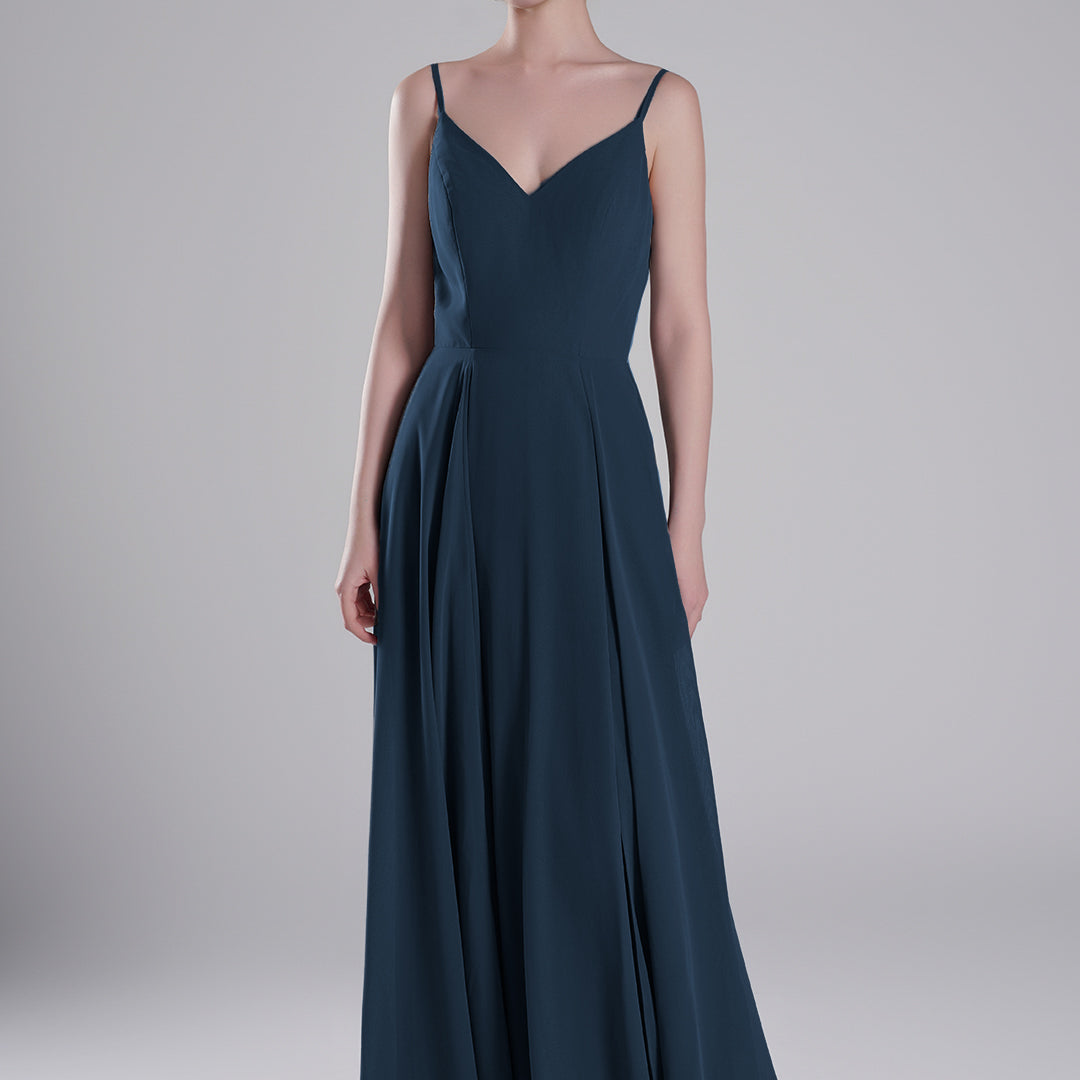 V-Neck Low-Cut Back High Slit Sweeping Train Dresses